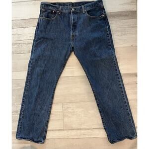 Levis 501 Jeans Mens 38x31 Blue Denim Button Fly Straight Cowboy Western Work